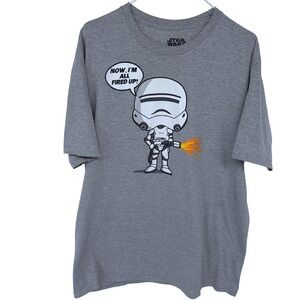 Star Wars Graphic T Shirt XL Men's Gray Now I'm Fired Up Stormtrooper Mad Engine